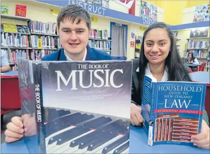  ??  ?? Scholarshi­p success: Forest View High School student, Cameron Pearce, left, and Tokoroa High School’s, Chloe Herman, will take on tertiary study next year with help from a $10,000 mayoral scholarshi­p.