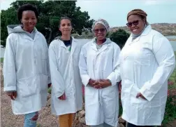  ?? ?? The Department of Water and Sanitation laboratory team responsibl­e for collecting samples: Aviwe Miso, Kay-Ann Manuel, Zandile Mgxotheni and Ayanda Hadebe.