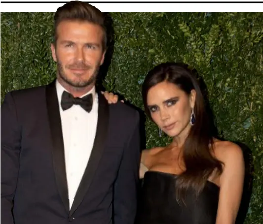  ??  ?? ANGRY: David Beckham with wife Victoria. Hacked emails suggest Beckham was furious that Katherine Jenkins, right, was given an OBE. He maintains the emails have been doctored