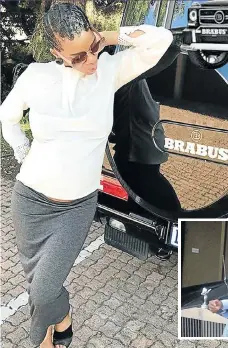  ?? Pictures: Instagram ?? Khosi Madzonga with some of the luxury cars she and her husband own: a Rolls-Royce Phantom, below, and a Brabus-tuned Mercedes-Benz G63, left, that sells for R2.5m.