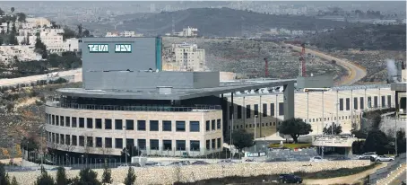  ??  ?? A BUILDING BELONGING to Teva Pharmaceut­ical Industries is seen in Jerusalem’s Har Hotzvim hi-tech industrial park.