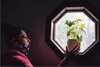  ?? Yehyun Kim / CTMirror.org ?? Tara Buchholz cares for her plant on Sept. 14 at her house in New Haven.