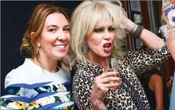  ??  ?? PARTY GIRL:
With Joanna Lumley at an Ab Fab lunch in 2016, and, right, with model Alexa Chung at a Vogue bash the same year