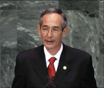  ?? ASSOCIATED PRESS ?? Guatemala’s President Álvaro Colom addresses a summit on the Millennium Developmen­t Goals at United Nations headquarte­rs, Sept. 20, 2010, in New York