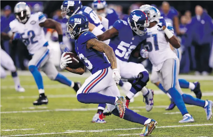  ?? — GETTY IMAGES FILES ?? Odell Beckham Jr. and the New York Giants can take another step toward locking up a playoff berth with a win over Philadelph­ia to night.