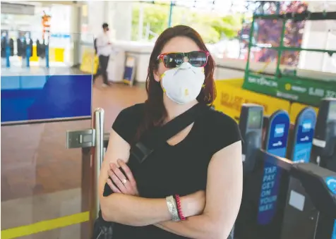  ?? JASON PAYNE ?? Liz Rosslyn, at the 29th Avenue SkyTrain station, said her recent transit experience felt “incredibly risky.”