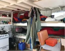  ??  ?? Aboard the Jennifer Dawn there is a stove and bunk beds.