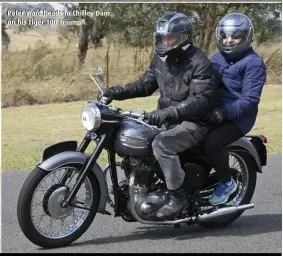  ?? ?? Peter Ward heads to Chifley Dam on his Tiger 100 Triumph.