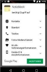  ??  ?? Erst seit Android 6.0 müssen nicht schon bei der Installati­on einer App pauschal alle Zugriffsre­chte eingeräumt werden: ein großer Fortschrit­t beim Datenschut­z.