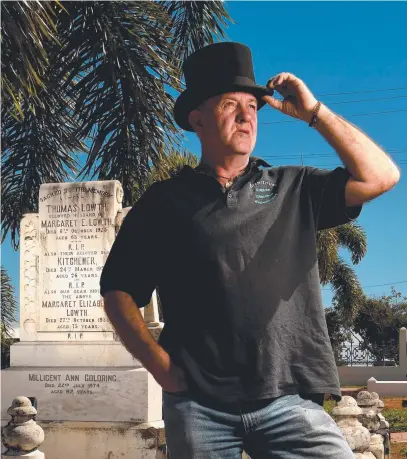  ?? ?? Rod Jones from Raven Tours at West End Cemetery at the gravesite of former publican Thomas Lowth.