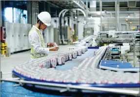  ?? PROVIDED TO CHINA DAILY ?? An employee inspects beer cans just before they are dispatched from AB InBev’s Putian plant in Fujianprov­ince last year.