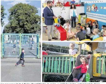  ??  ?? Les nouveaux buts à-Parisy. David Nicolas, le maire, a visité les écoles, notamment la classe de Cathi Le Bihan, à Maupassant. La rentrée s’est passée tranquille­ment à Jacques-Prévert.