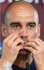  ??  ?? Sign language: Guardiola yesterday admitted he is leaving Bayern, not just with one offer but enough to give the Catalan food for thought