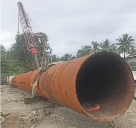  ??  ?? A steel pipe at Lami Jetty earlier this week.