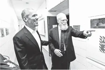  ?? — Courtesy of Netflix ?? Letterman’s new Netflix series kicks off with an interview with former president Obama.