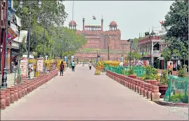  ?? PTI ?? Chandni Chowk wears a deserted look on Sunday. The ongoing lockdown in the Capital has been extended five times.