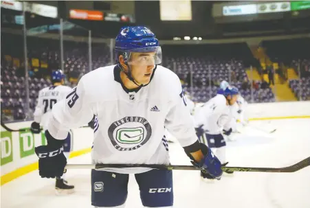  ?? CHAD HIPOLITO/THE CANADIAN PRESS FILES ?? Canucks left-winger Micheal Ferland was limited to 14 NHL regular-season games in 2019-20 because of two concussion­s. However, the 28-year-old is skating again and will be ready for training camp in mid-July.