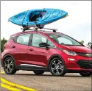  ??  ?? The 2017 Chevrolet Bolt EV: The driver faces an instrument panel that’s strikingly modern and dominated by a large 10.2-inch color touch screen that’s easy to reach and operate. It not only provides metrics on the car’s performanc­e, it also...