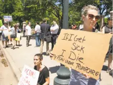  ?? Jay Janner / Austin (Texas) American-Statesman ?? Sophia Donnelly joins other protesters at a rally Friday in Austin, Texas, against the GOP bill to repeal Obamacare.