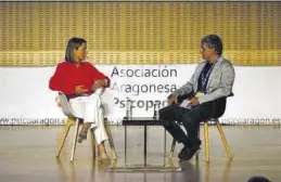  ?? JAIME GALINDO ?? Patri Psicológa, durante su conferenci­a en el World Trade Center de Zaragoza.