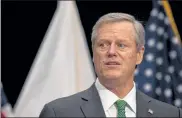  ?? POOL FILE PHOTO ?? Gov. Charlie Baker took further steps to repen the economy on Tuesday.