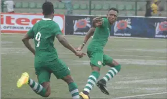  ??  ?? Flying Eagles celebrate a goal