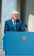  ?? Foto: Hanschke, dpa ?? Steinmeier bei seiner Rede vor kleinem Publikum.