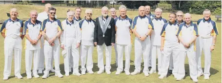  ??  ?? The Sunderland & District President’s team with president John Patterson of Barnes West End.