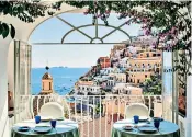  ??  ?? Buon appetito! Diners at the hotel can look out over Positano’s colourful houses and the Tyrrhenian Sea