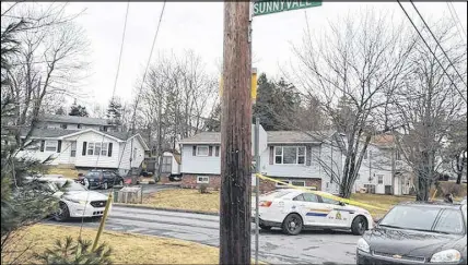  ?? ERIC WYNNE/SALTWIRE NETWORK ?? RCMP are seen at Sunnyvale Crescent in Lower Sackville Monday afternoon. The road was blocked off at the time.