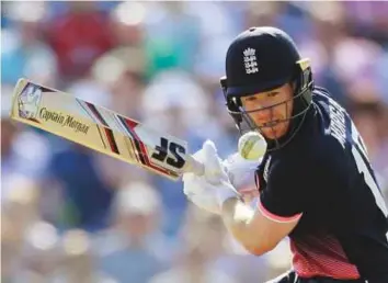  ?? Reuters ?? England’s Eoin Morgan bats against South Africa in the first One Day Internatio­nal at Headingley on Wednesday.