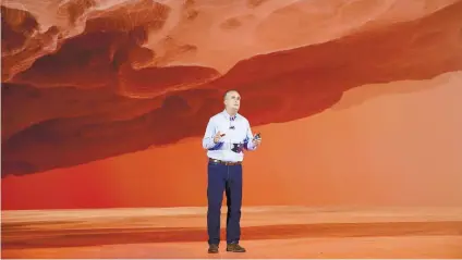  ??  ?? SOMBER START. Intel CEO Brian Krzanich delivers a keynote speech at the CES Internatio­nal in Las Vegas.