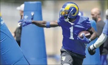  ?? MARK J. TERRILL — THE ASSOCIATED PRESS ?? Rams receiver DeSean Jackson runs a drill during Tuesday’s opening practice of a three-day minicamp in Thousand Oaks.