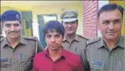  ?? HT PHOTO ?? Accused student Jagmal Singh in police custody after his arrest.
