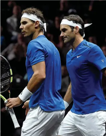  ?? PHOTO AFP ?? Rafael Nadal et Roger Federer ont disputé un match de double ensemble, hier.