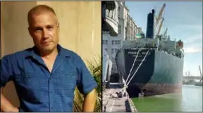  ?? ?? Hostage: Israeli-Ukrainian father-of-two Yuri Shvidky was aboard bulk carrier Princess Nicole (right) when it was seized by Russian warships