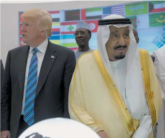  ??  ?? President Trump with Saudi Arabia’s King Salman bin Abdulaziz al-Saud in Riyadh, Saudi Arabia, where Trump gave a speech that was, Jessica Mathews writes, ‘a full-throated embrace of the Saudi view of Iran as the region’s chief malefactor,’ May 21, 2017