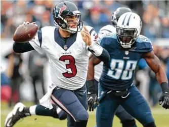  ?? Brett Coomer / Houston Chronicle ?? While waiting for Tony Romo, left, and the Cowboys to part ways, the Texans’ apparent No. 1 QB is oft-injured career backup Tom Savage (3).