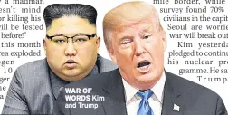  ??  ?? WAR OF WORDS Kim and Trump