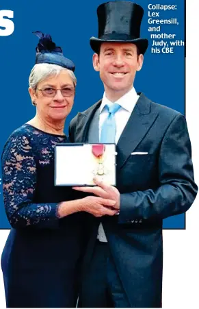  ??  ?? Collapse: Lex Greensill, and mother Judy, with his CBE