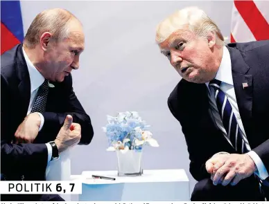 ??  ?? Als der Klimaschut­z auf der Agenda stand, zogen sich Putin und Trump zu einem Zweier-Gipfel zurück und brüskierte­n Gastgeberi­n Merkel (im Bild unten mit May und Erdoğan)