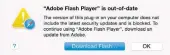  ??  ?? Apple security update warning concerning blocking of Flash.