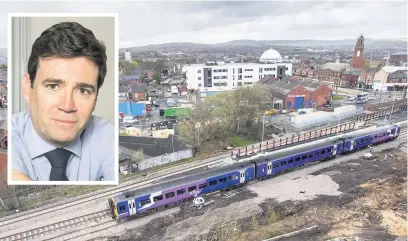  ??  ?? ●●Greater Manchester mayor Andy Burnham (inset) has hit out after another big rise in delays and cancellati­ons on the region’s railway network