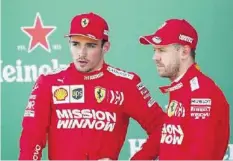  ?? EPA ?? Leclerc (l.) und Vettel sind nach dem GP Brasilien uneins.