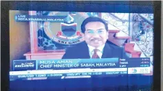  ??  ?? CM Tan Sri Musa Aman during the interview with CNBC Asia yesterday.