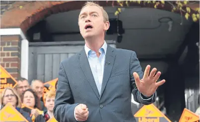  ?? Picture: Press Associatio­n. ?? Tim Farron makes a public address on the campaign trail.