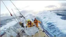  ?? PHOTOS PROVIDED TO CHINA DAILY ?? Counterclo­ckwise from top: The Sanya Serenity Coast team was the overall winner of the 2017-18 Clipper Round the World Race, the first time a Chinese-sponsored team had won the event; the team encounters hurricane-force winds during the North Pacific leg of the race, from Qingdao, Shandong province, to Seattle in the United States; yachts compete in the race in waters off Sanya, Hainan province.