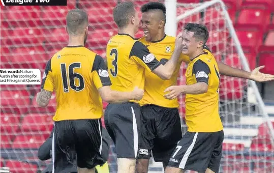  ??  ?? Net worth Nathan Austin after scoring for East Fife against Queen’s