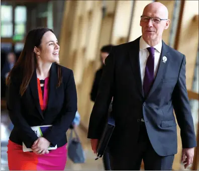  ?? Picture: Jeff J Mitchell/Getty Images ?? First Minister John Swinney and Deputy First Minister Kate Forbes at the Scottish Parliament on Friday