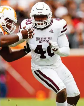  ??  ?? Mississipp­i State’s Erroll Thompson returns as a veteran at linebacker this season. (Photo by Wade Payne, AP file)